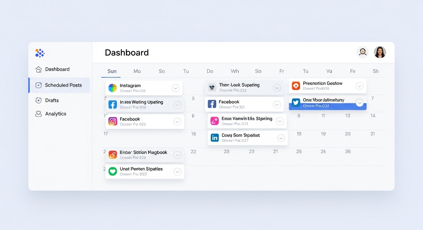 Scedue dashboard showing social media scheduling interface